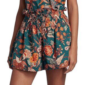 New Ulla Johnson Rylan Delphinium 100% Cotton Shorts Teal 2 $250